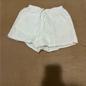 White Casual Drawstring Shorts